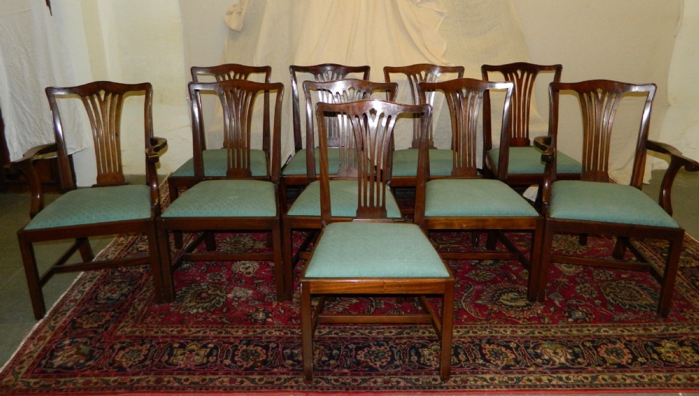 set of 10 mahogany dining chairs
