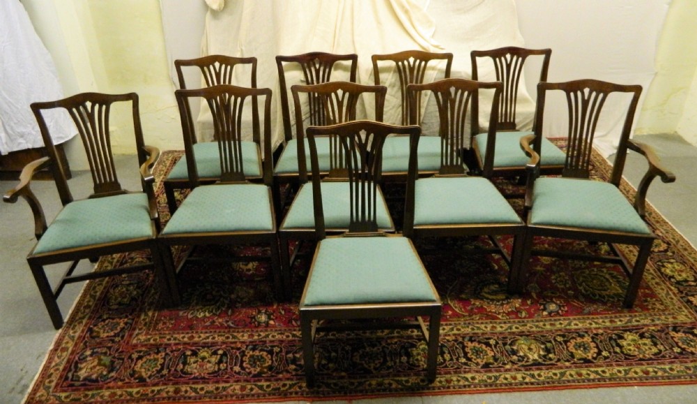 set of 10 mahogany dining chairs View II