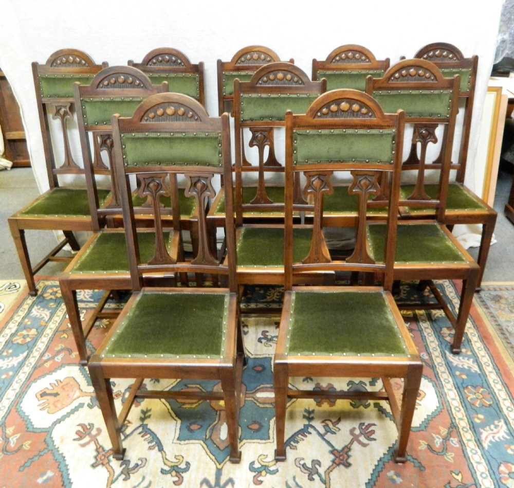 set of 10 Art Nouveau dining chairs View VI