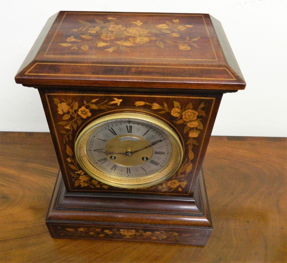  walnut marquetry mantel clock View II