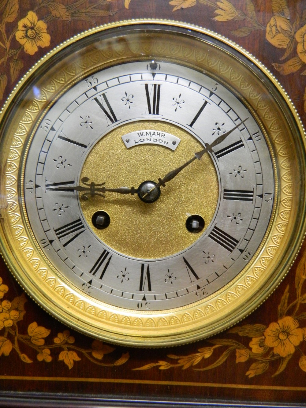  walnut marquetry mantel clock View III