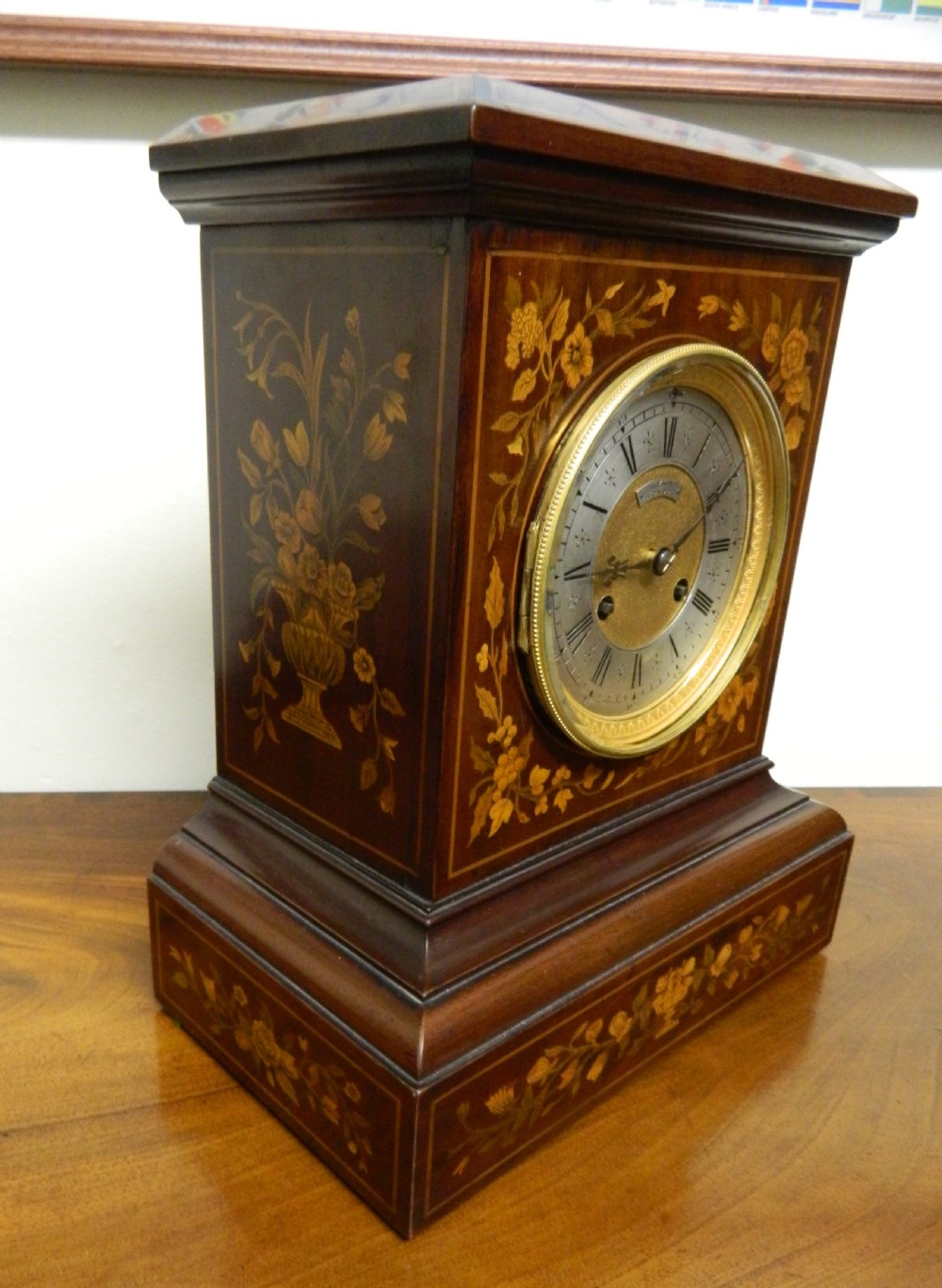  walnut marquetry mantel clock View V