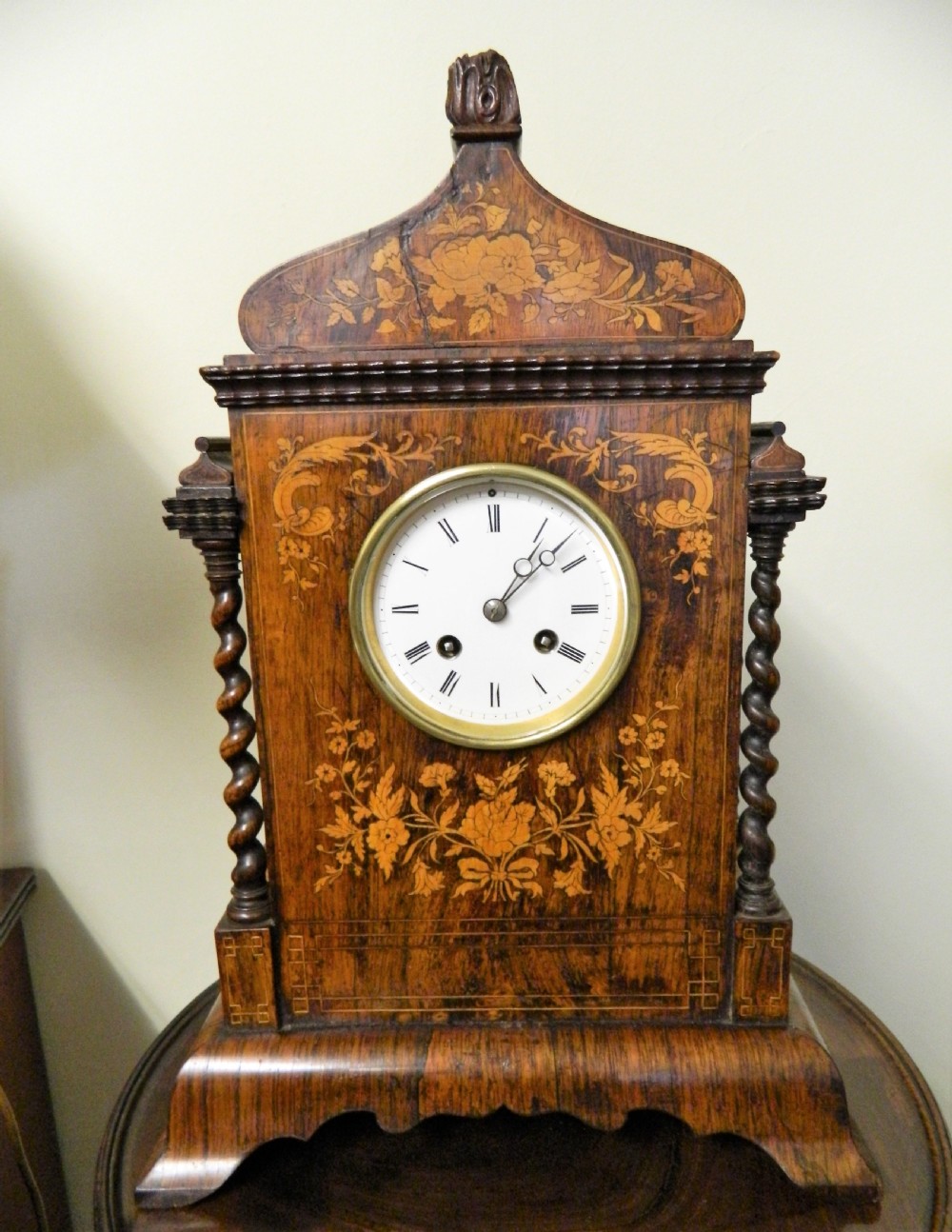 inlaid rosewood mantel / bracket clock