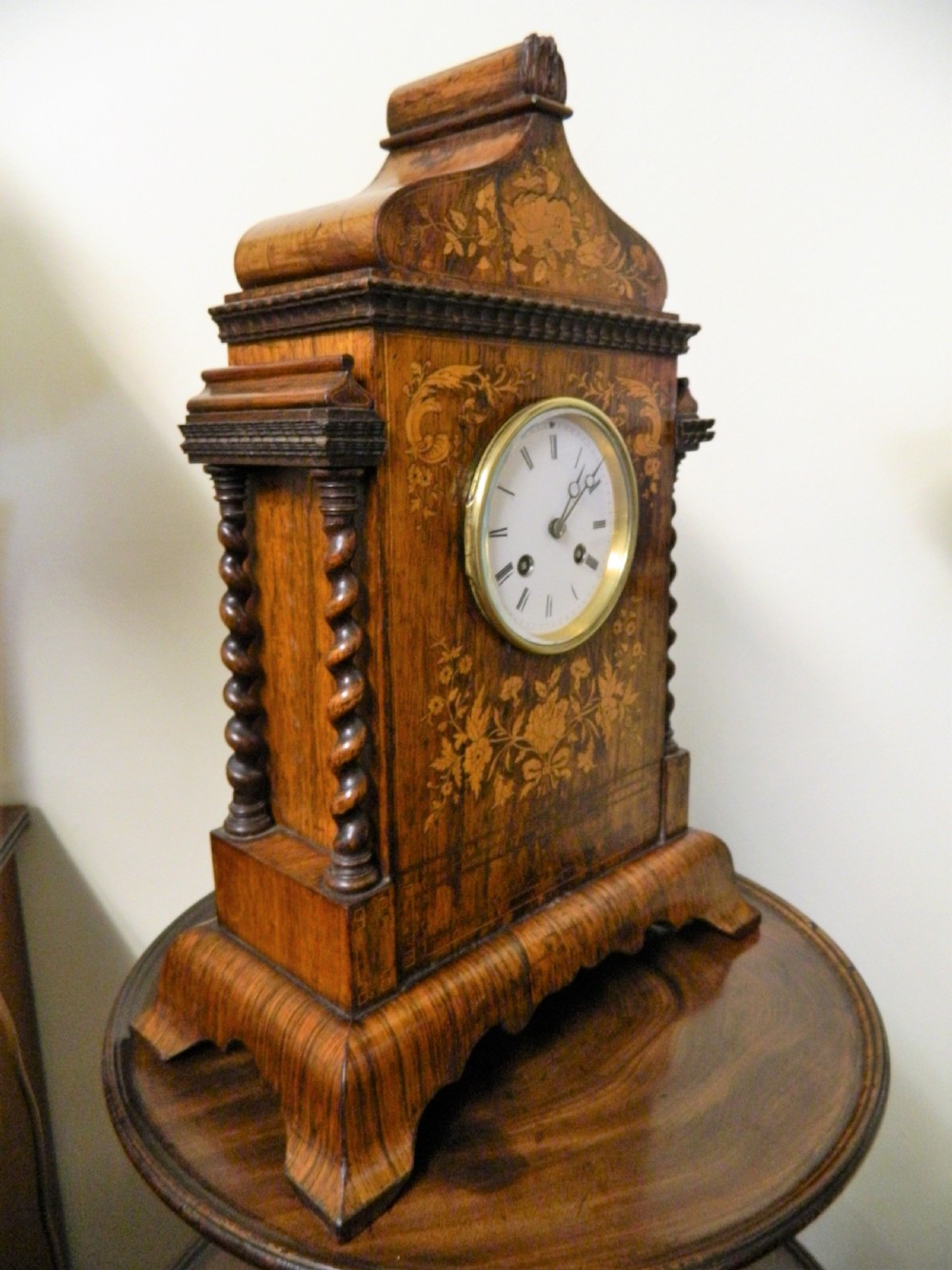 inlaid rosewood mantel / bracket clock View II