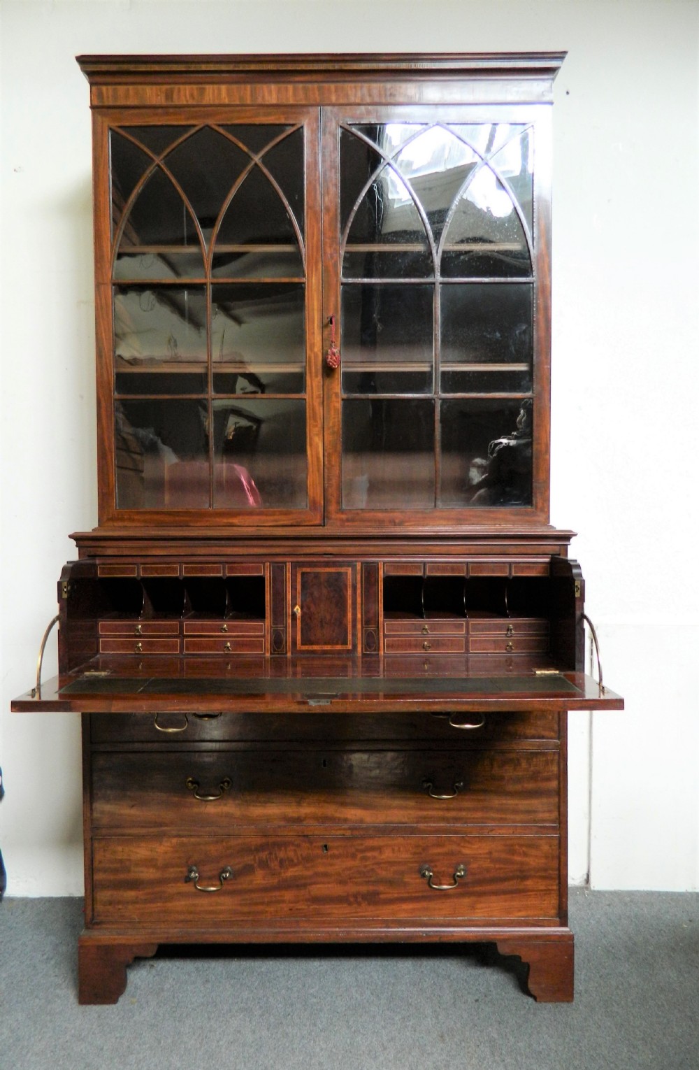 Georgian mahogany secretaire bookcase
