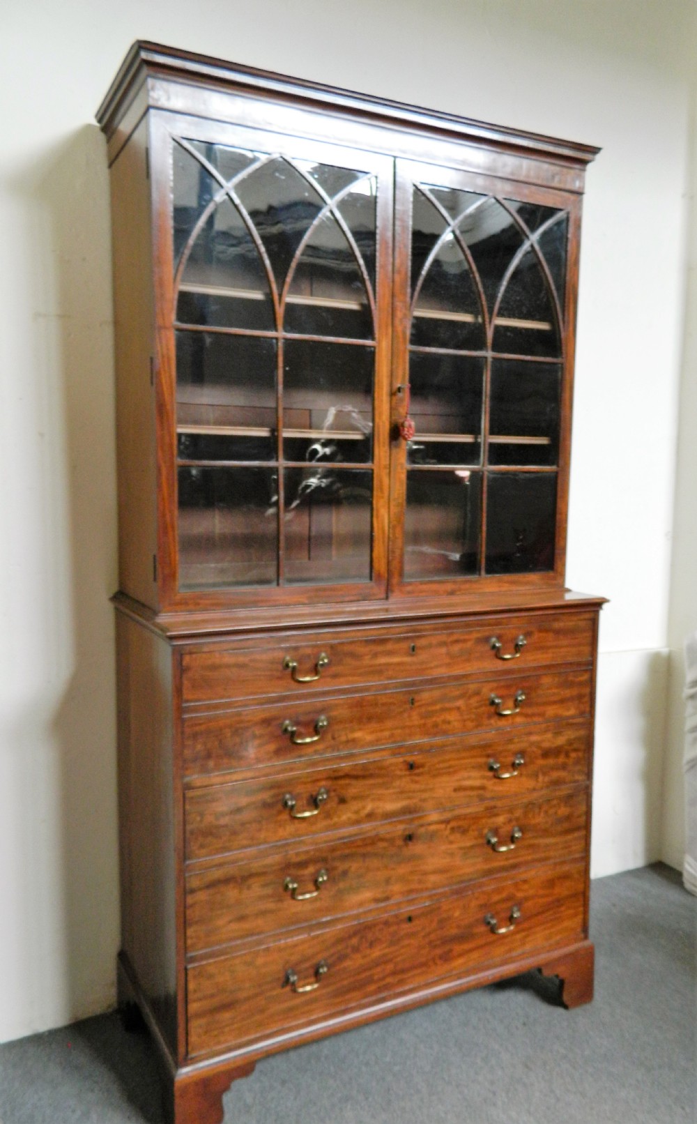 Georgian mahogany secretaire bookcase View II