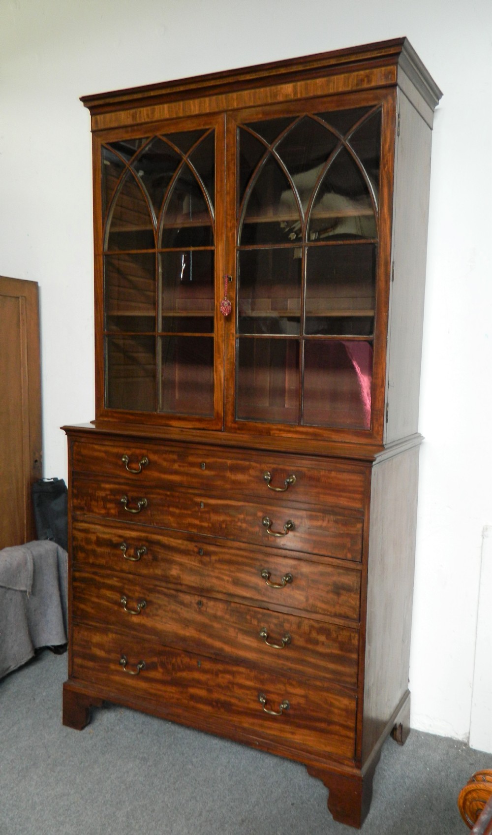 Georgian mahogany secretaire bookcase View III