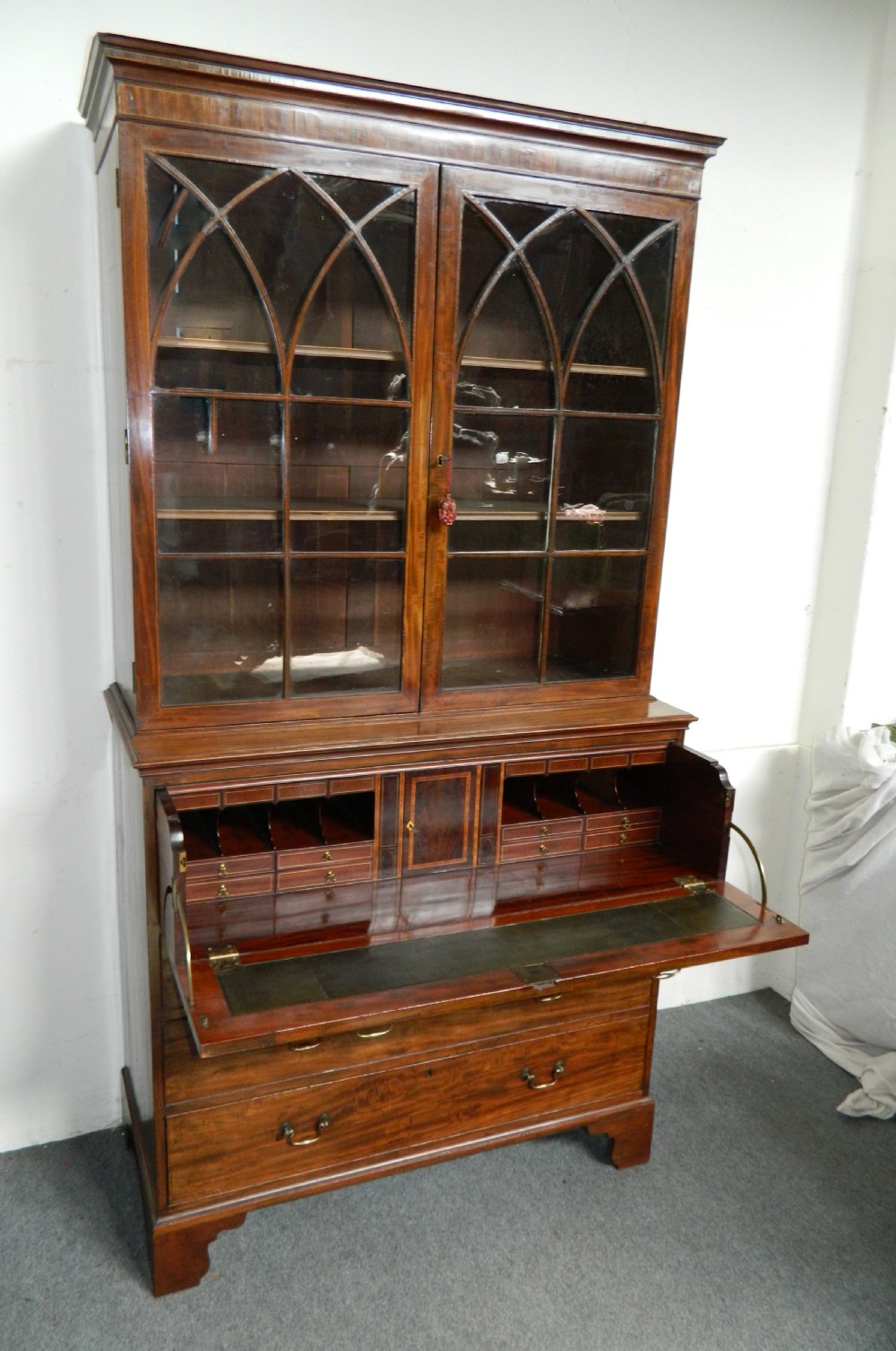 Georgian mahogany secretaire bookcase View IV