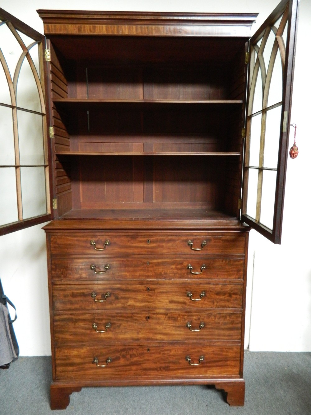 Georgian mahogany secretaire bookcase View VI