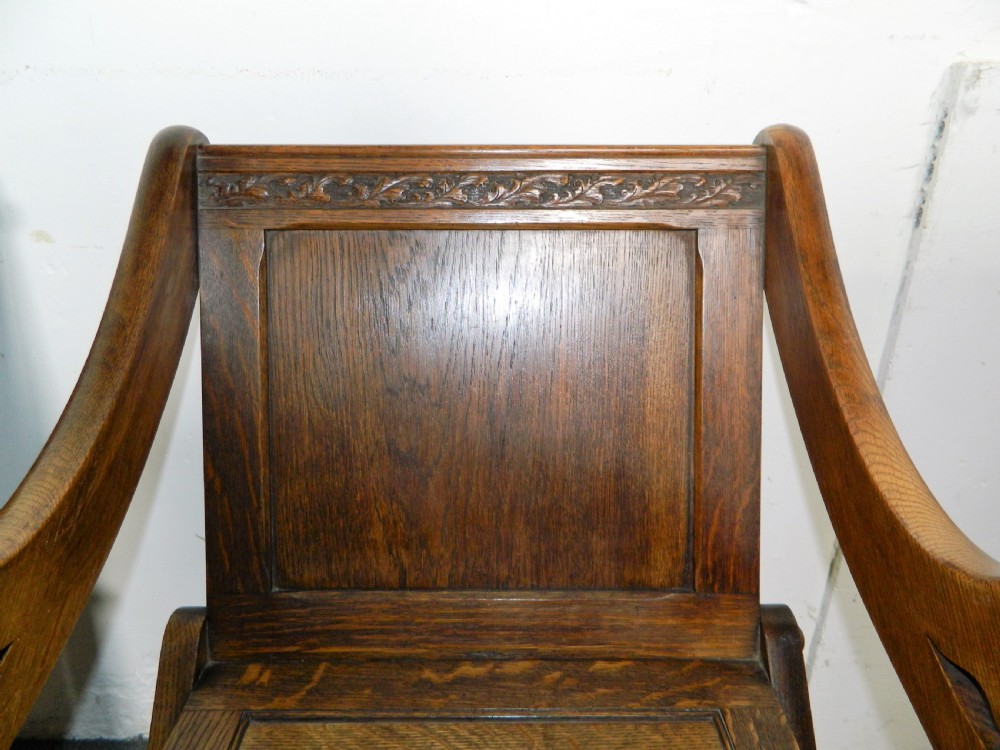 pair of oak Glastonbury chairs / hall chairs View IV