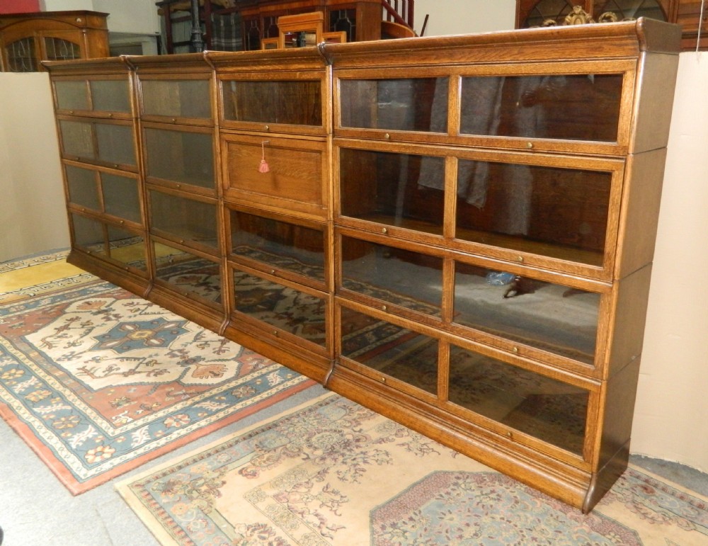 suite of oak stacking bookcases View II