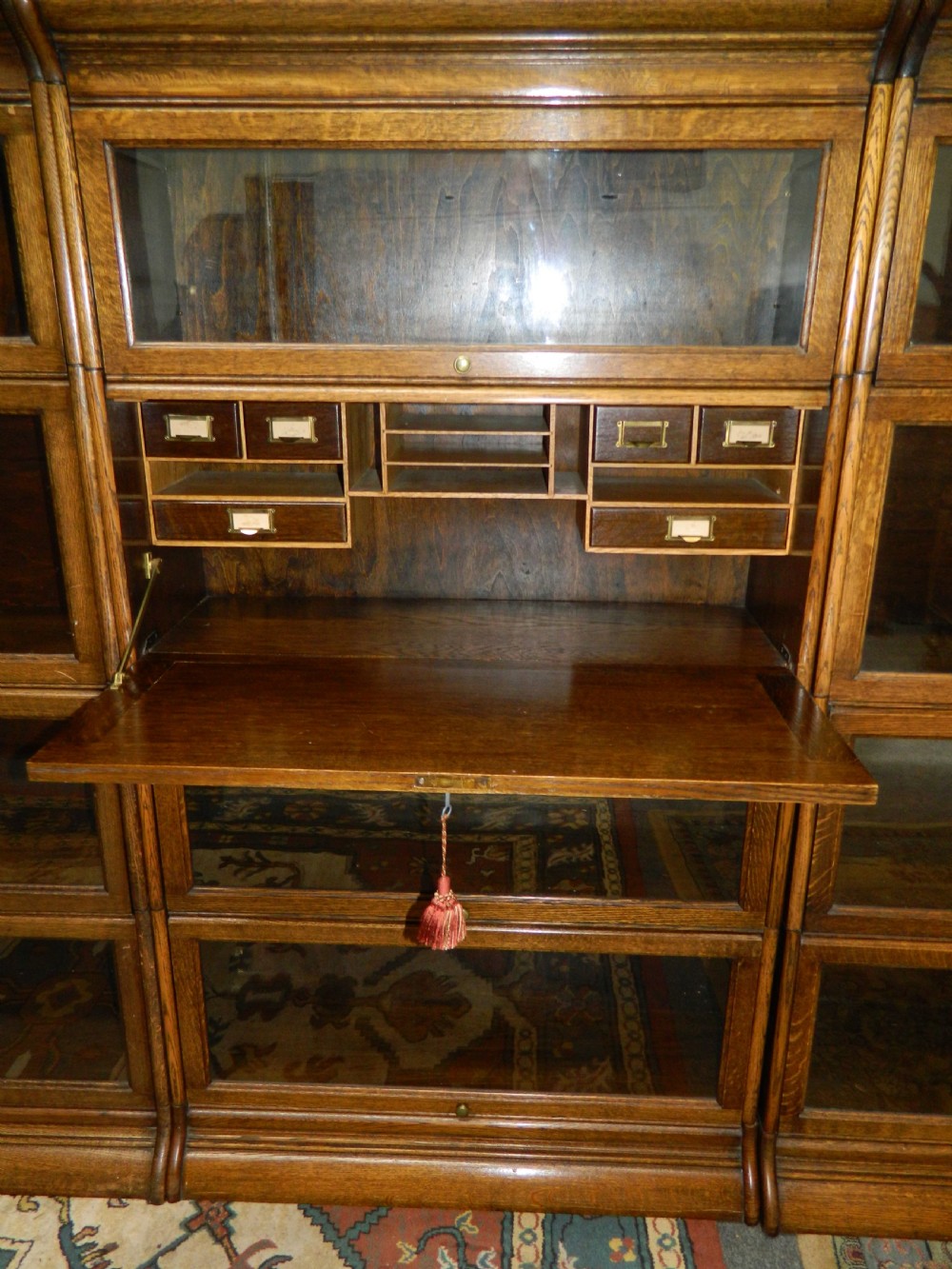 suite of oak stacking bookcases View IV