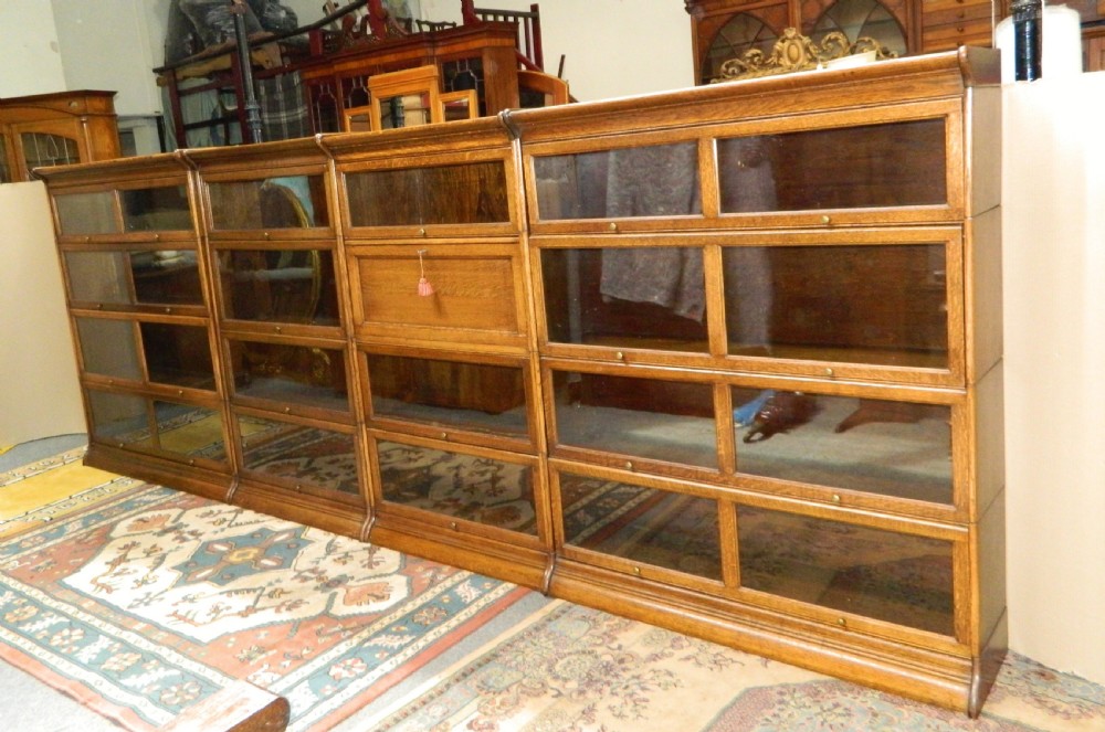 suite of oak stacking bookcases View VI