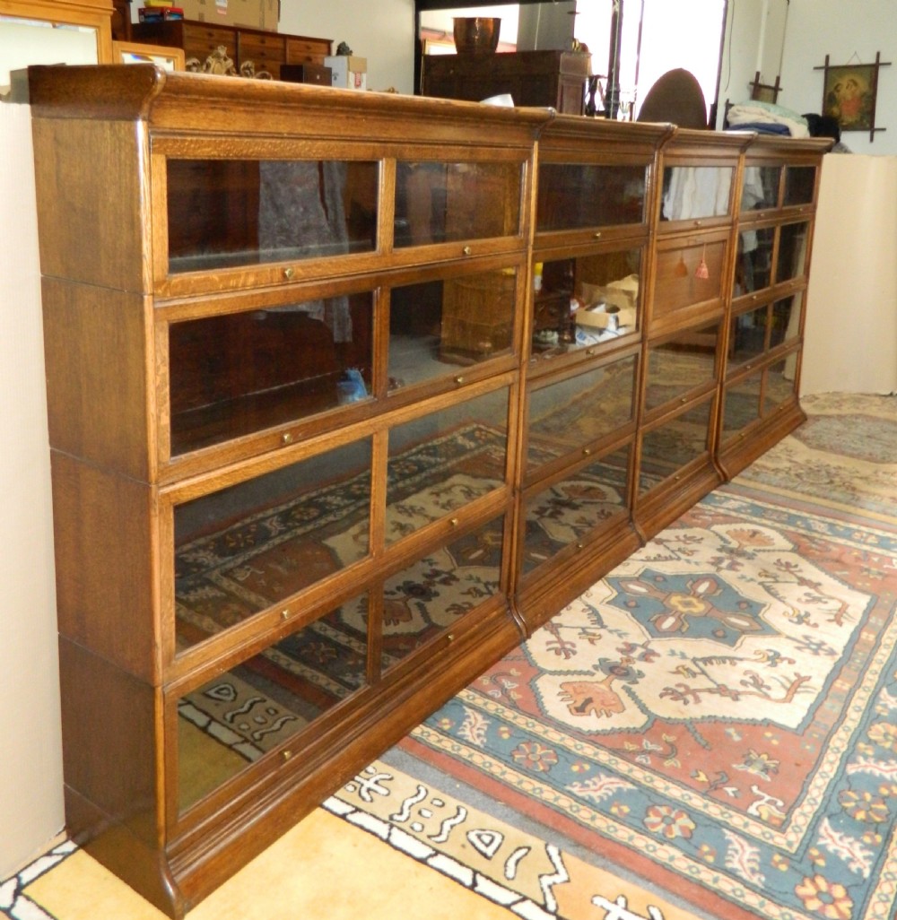 suite of oak stacking bookcases View VII