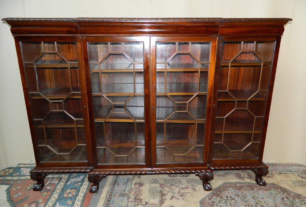 mahogany breakfront bookcase 
