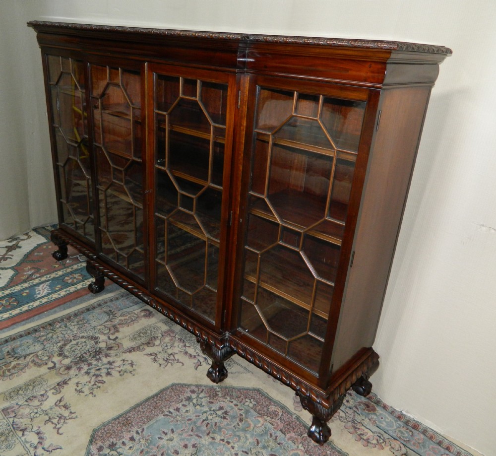 mahogany breakfront bookcase  View II