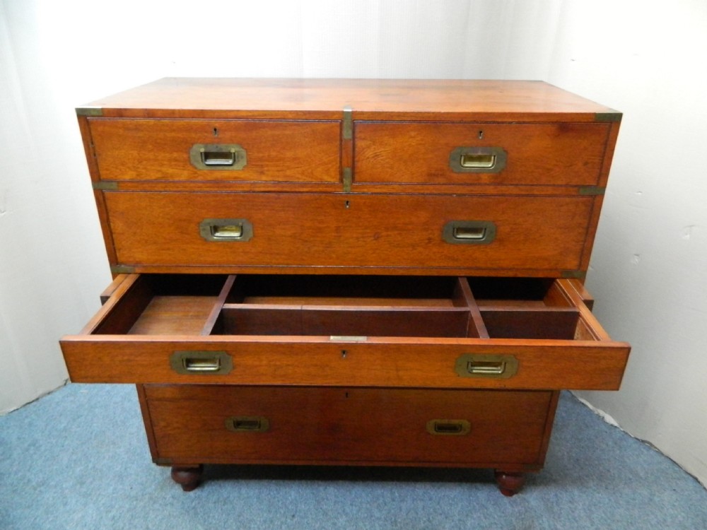 Teak military campaign chest of drawers - Army & Navy View V