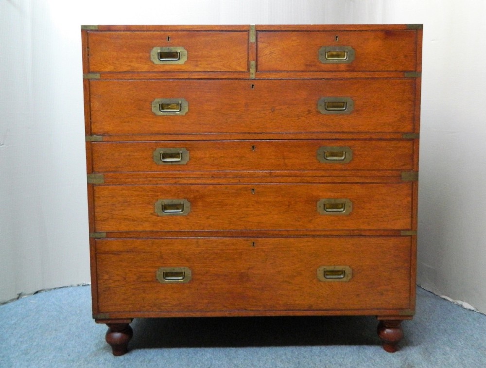 Teak military campaign chest of drawers - Army & Navy View VI
