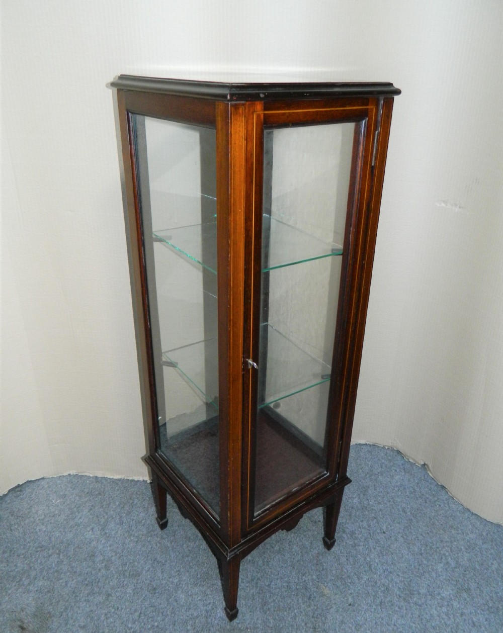 inlaid mahogany display cabinet