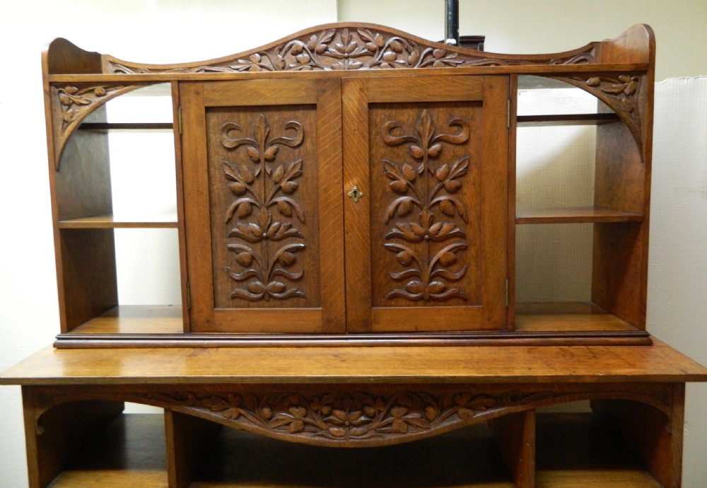 Arts & Crafts oak bookcase View II