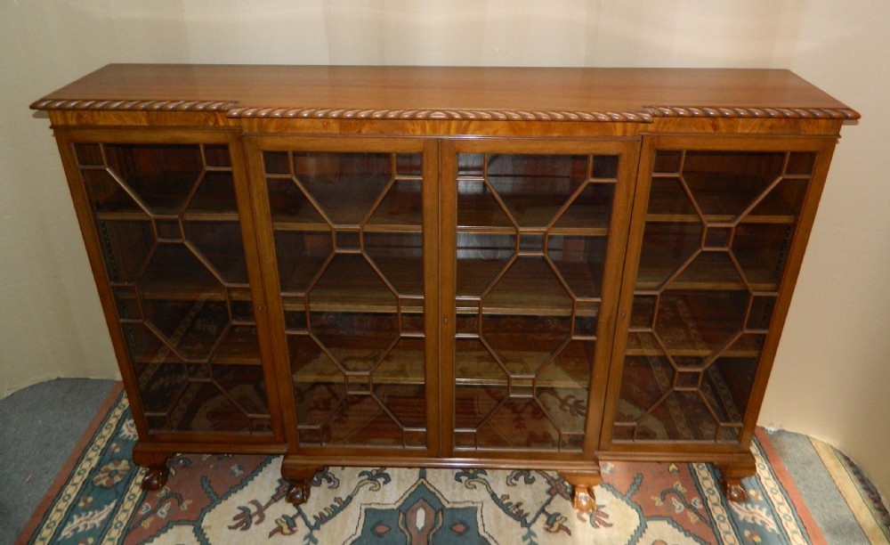 Mahogany breakfront bookcase 