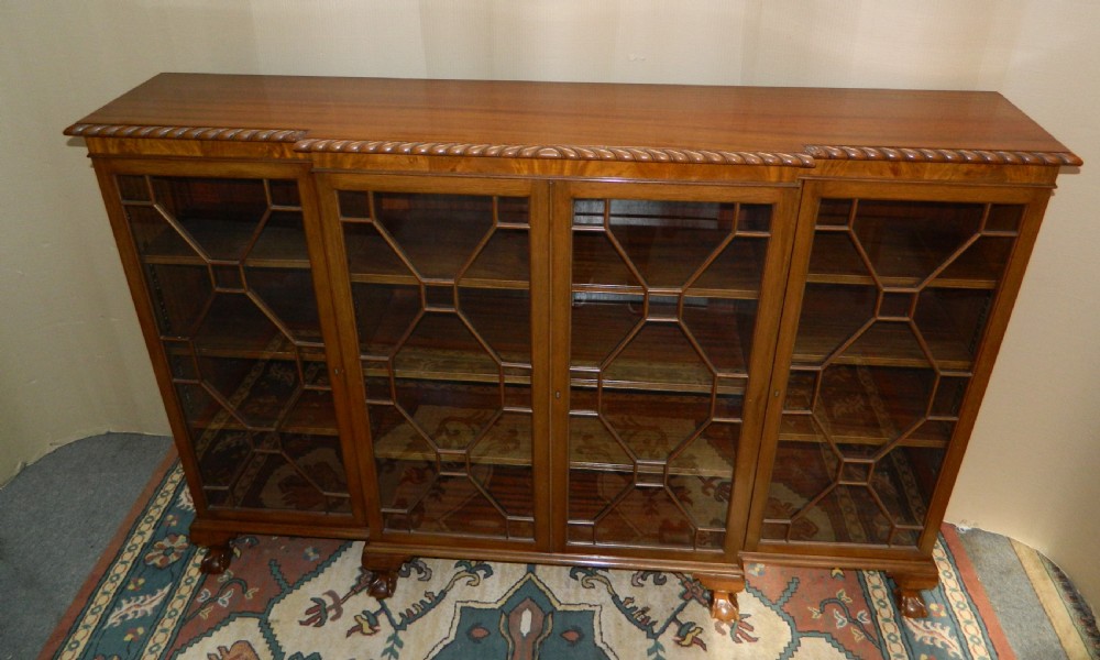 Mahogany breakfront bookcase  View V