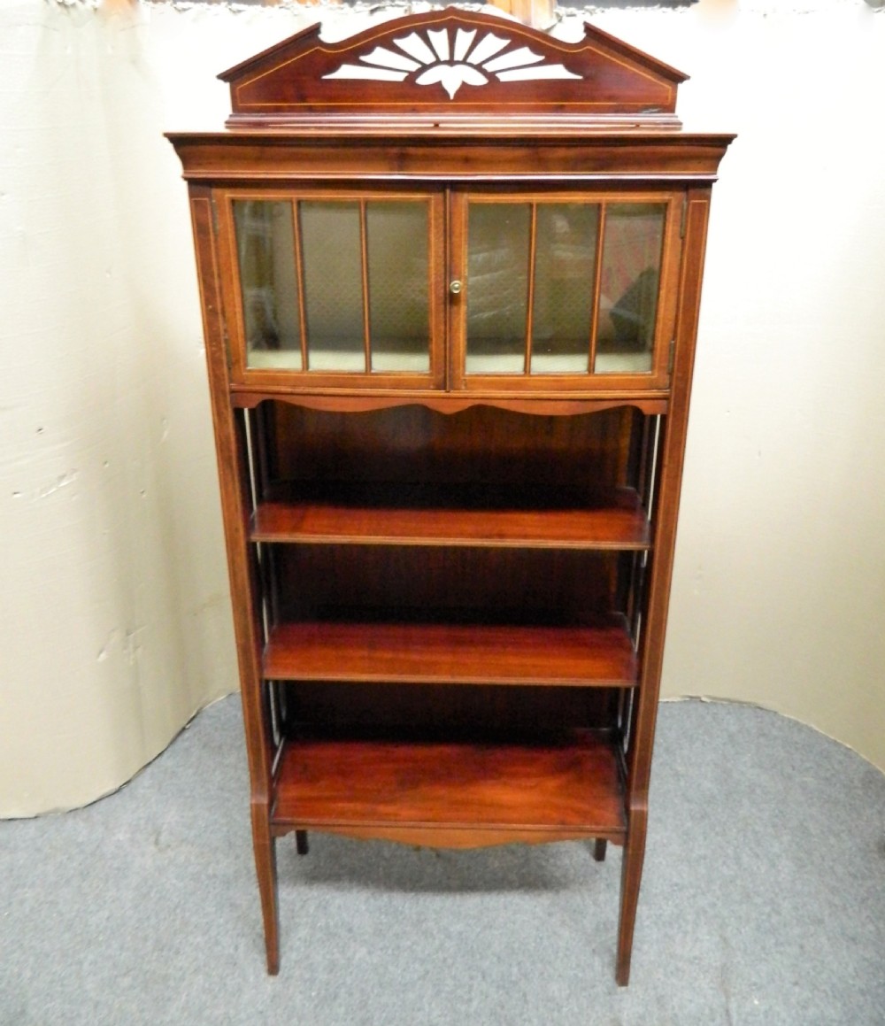 Art Nouveau mahogany cabinet bookcase View VII