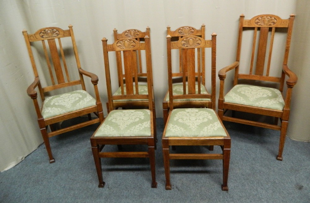 Set of 6 oak Arts & Crafts dining chairs View VII