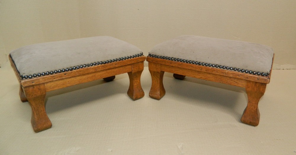 pair of oak Arts & Crafts foot stools View II