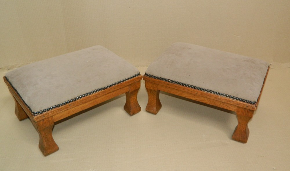 pair of oak Arts & Crafts foot stools View III