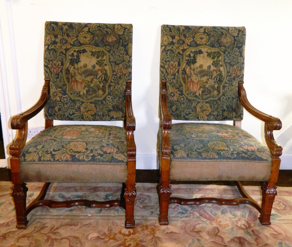 large pair of tapestry armchairs View II