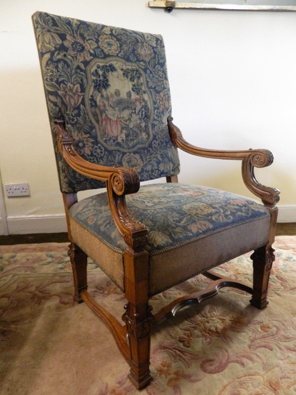 large pair of tapestry armchairs View VII