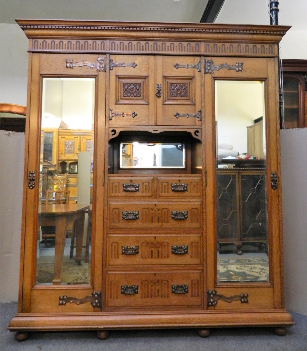 Arts & Crafts oak wardrobe