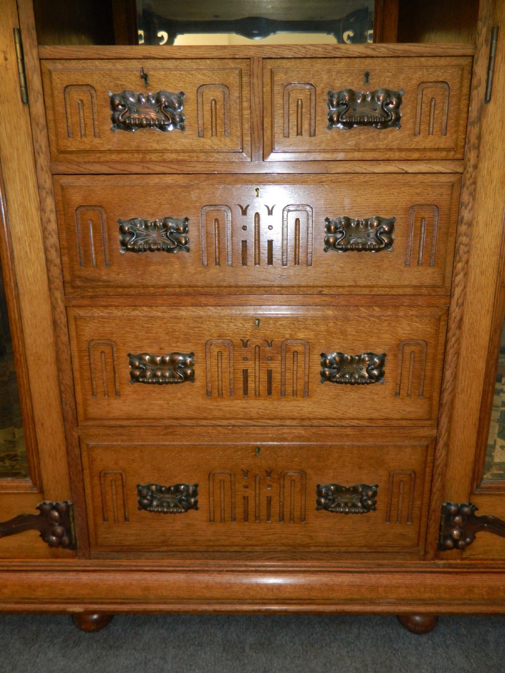 Arts & Crafts oak wardrobe View III