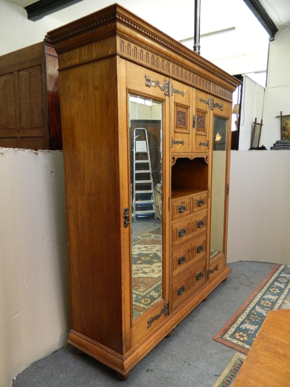 Arts & Crafts oak wardrobe View V
