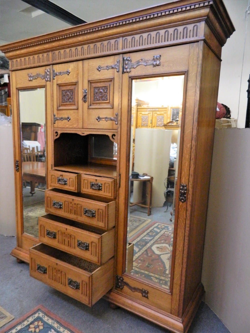 Arts & Crafts oak wardrobe View VIII