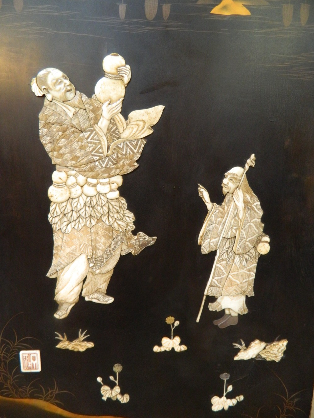 pair of Japanese Shibayama wall panels View IV