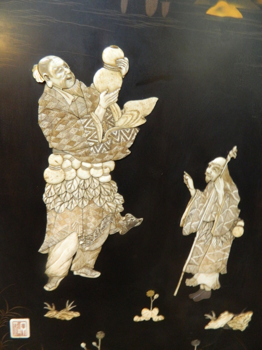 pair of Japanese Shibayama wall panels View VII