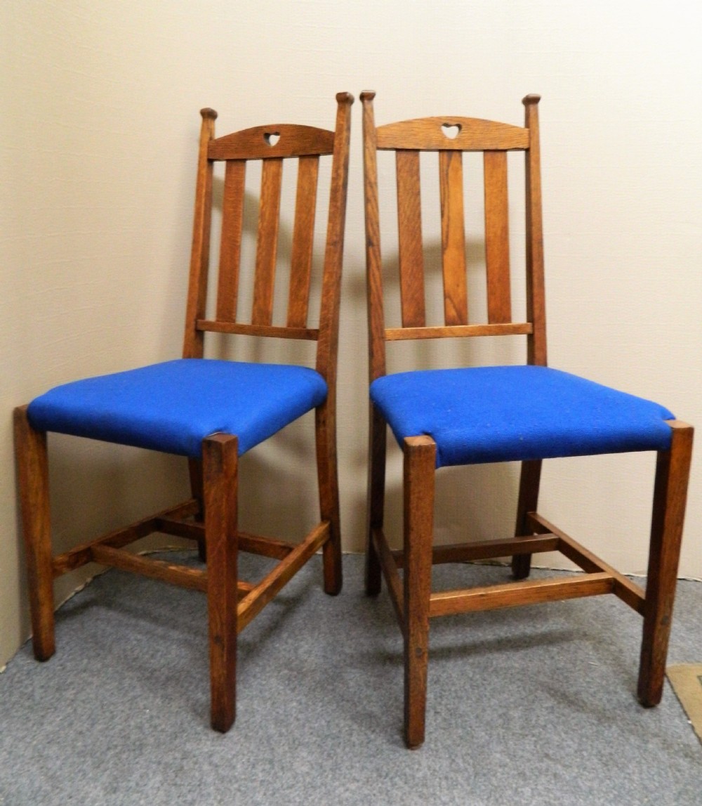 set of 10 oak Arts & Crafts dining chairs View VI
