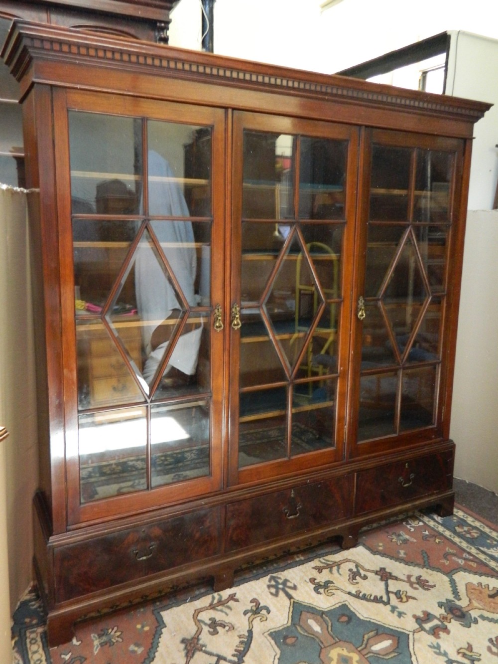 large mahogany bookcase / display cabinet
