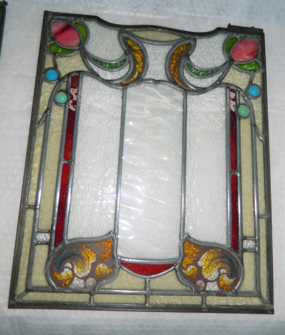 Pair of stained glass window panels View III