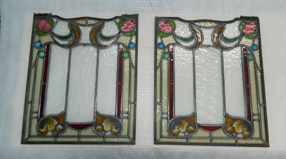 Pair of stained glass window panels View IV