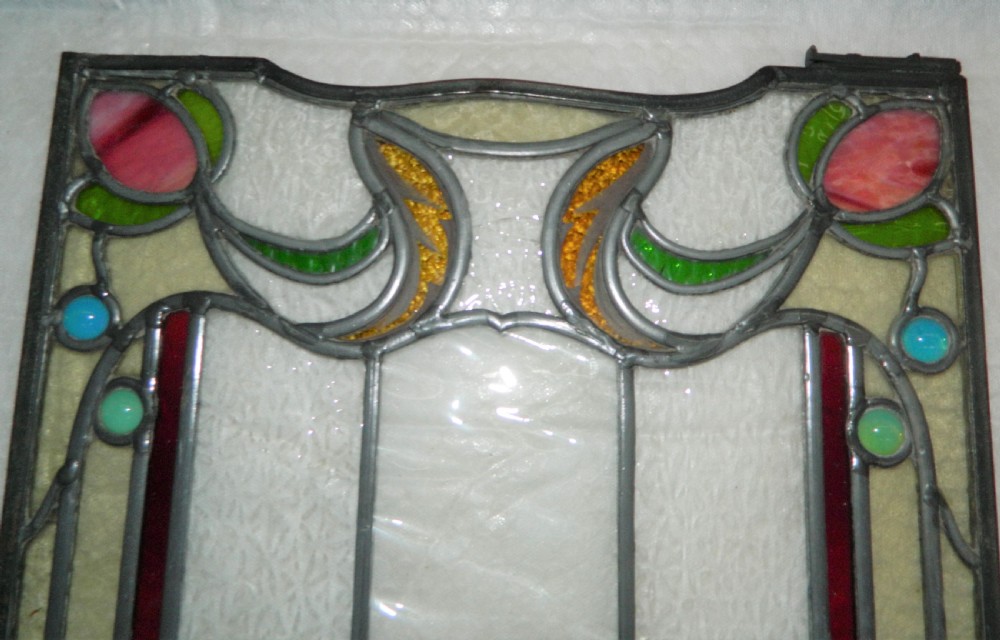 Pair of stained glass window panels View V