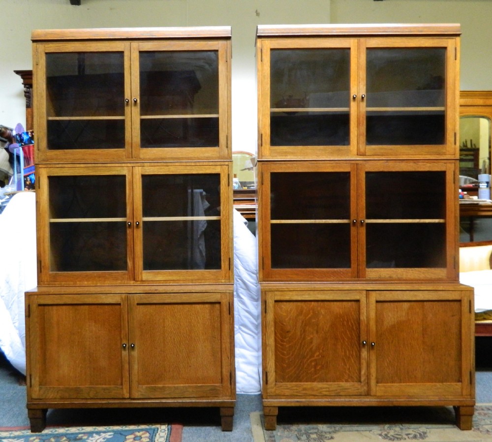 pair of oak stacking bookcases View II