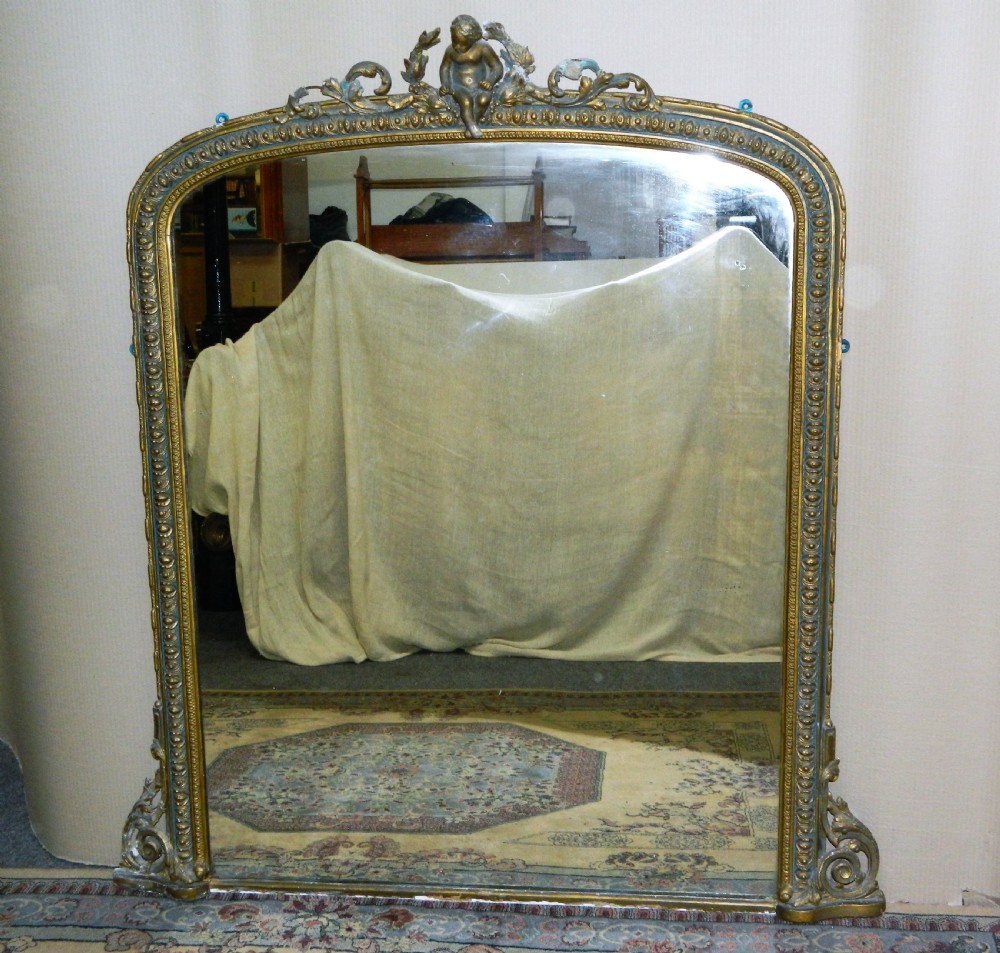 large gilt overmantel mirror