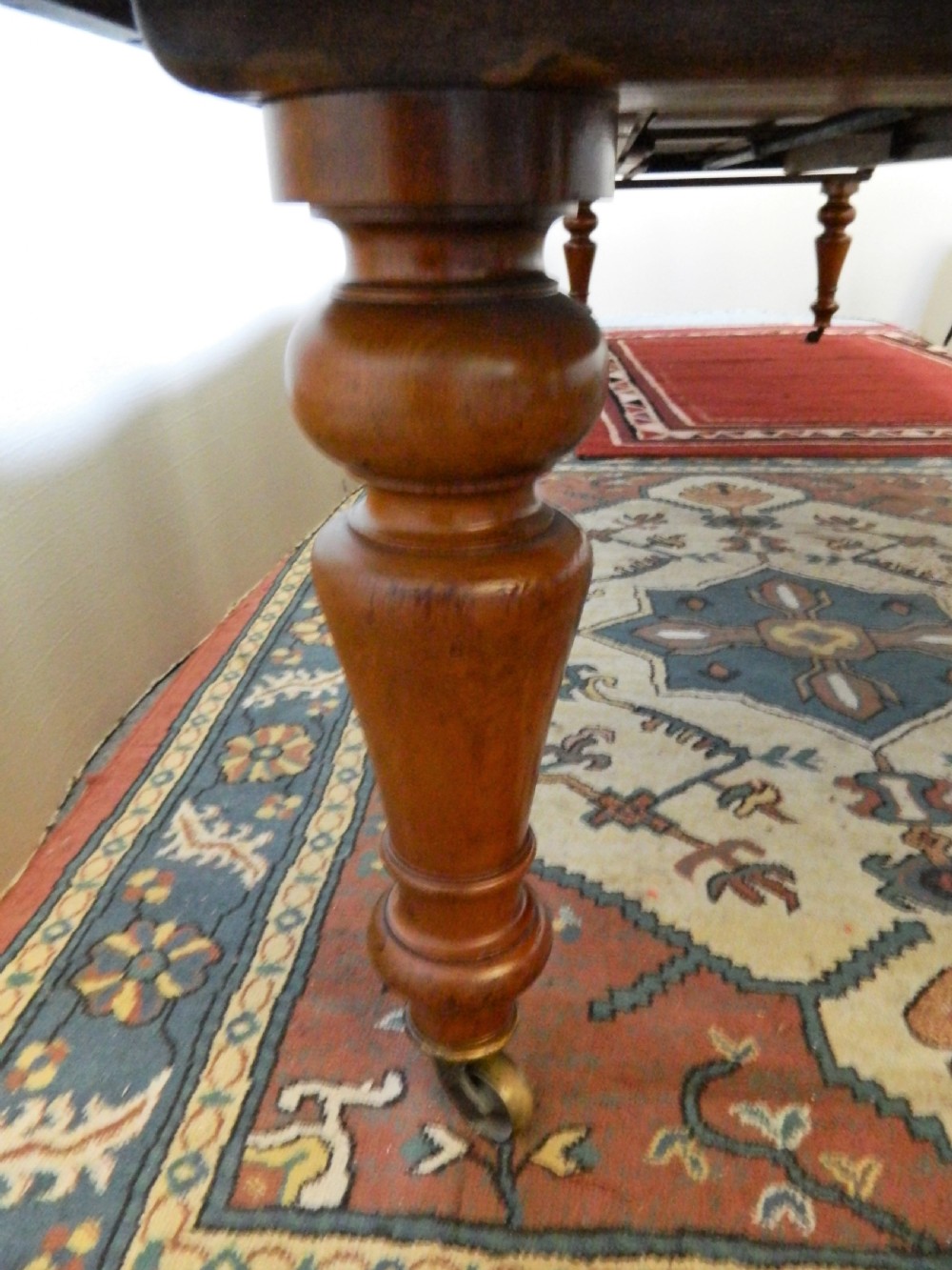 Large mahogany dining table with leaf carrier View IV