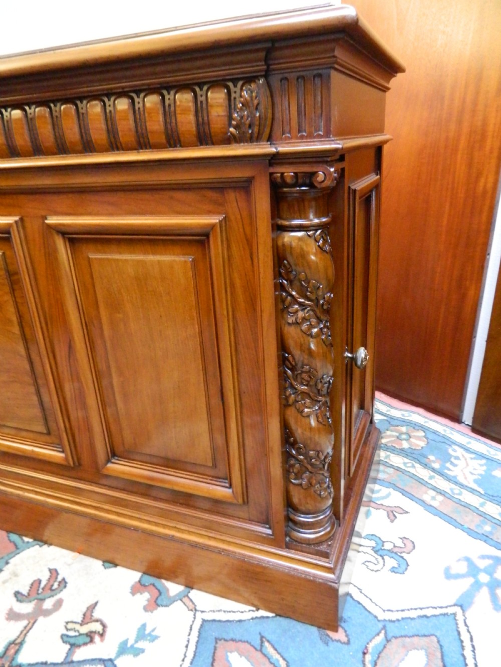 Large mahogany dining table with leaf carrier View VII