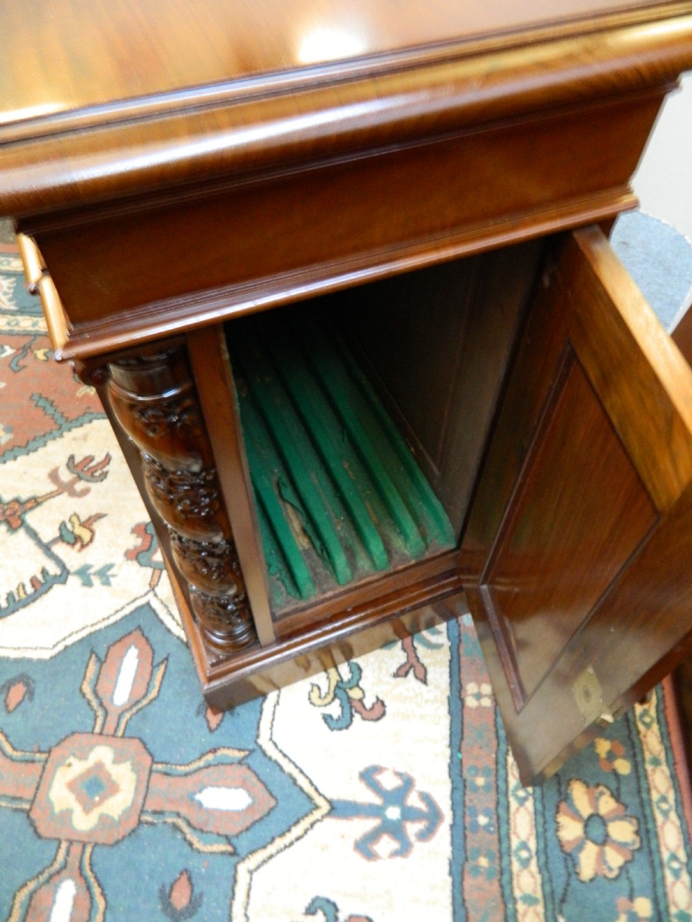 Large mahogany dining table with leaf carrier View VIII
