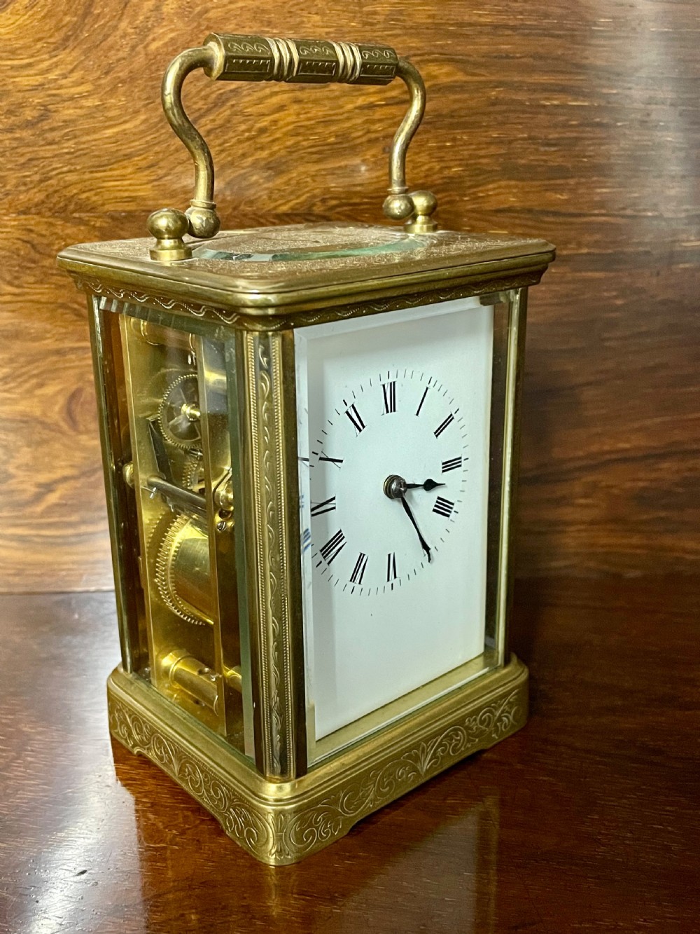 French 8 day carriage clock stamped EGL Paris