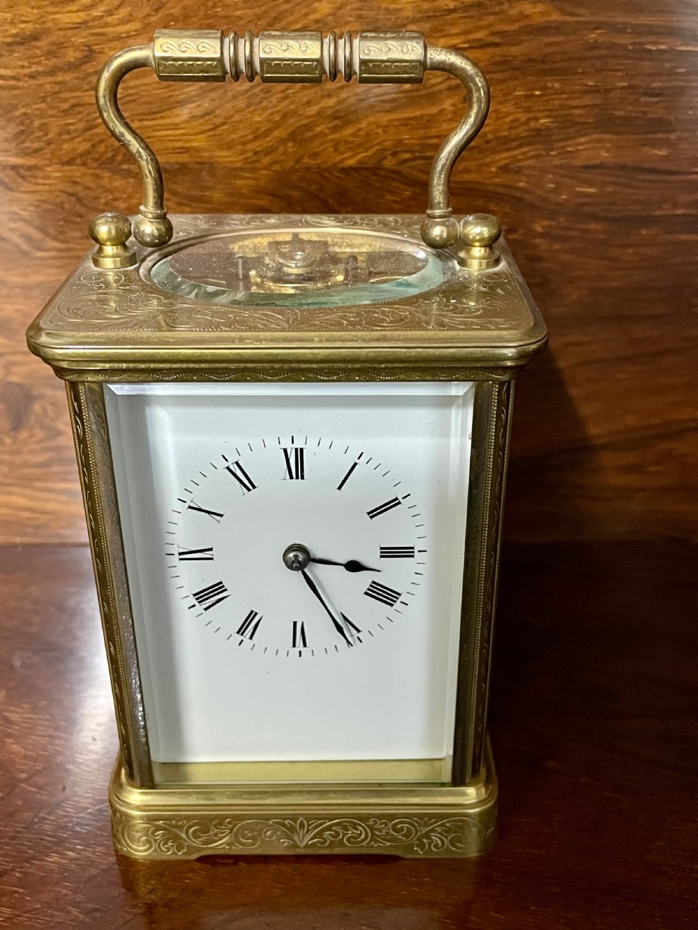 French 8 day carriage clock stamped EGL Paris View II